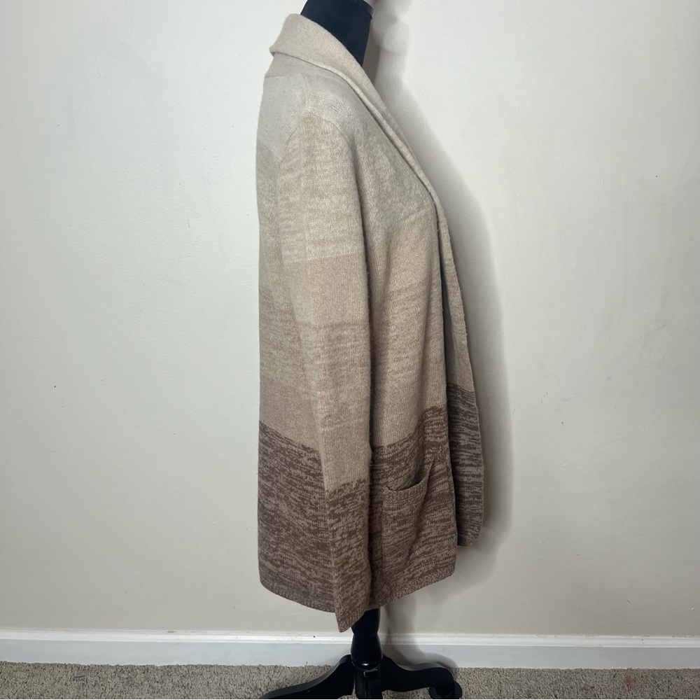 BCBG MaxAzria Women’s Ginata Tan Ombré Open Wool Cashmere Knit Cardigan‎ Sz L - Picture 4 of 8